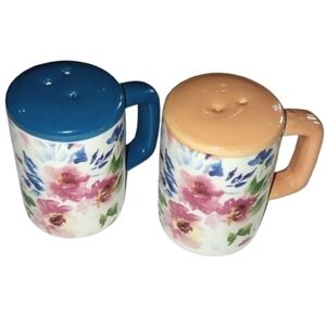 Floral Mug Salt And Pepper Shakers Seasoning Cute Farmhouse Coquette Flowers Set